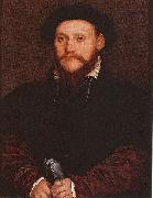 Portrait of an Unknown Man Holding Gloves Hans holbein the younger